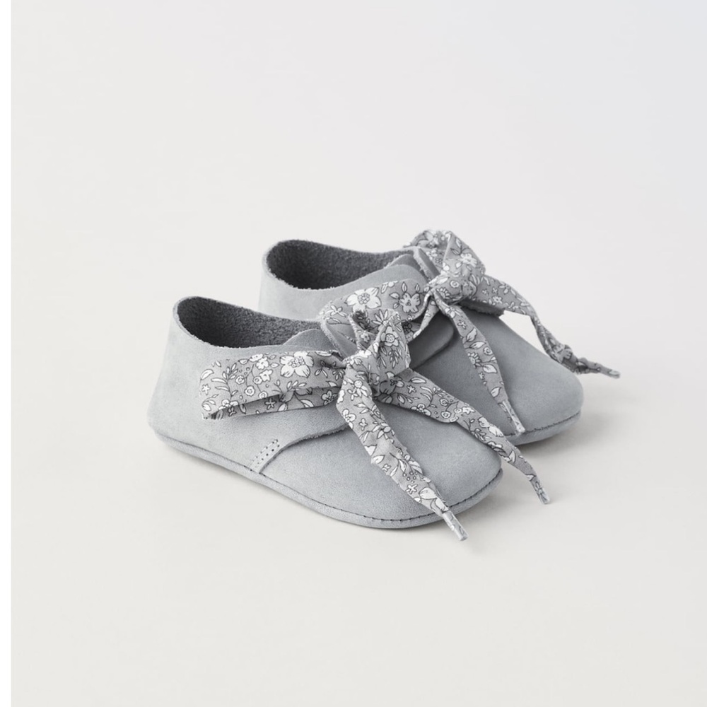 NWT Zara size 1.5 infant ties strap cow and goat leather derby shoes